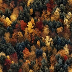 Naklejka na ściany i meble Seamless. Top view of the autumn forest
