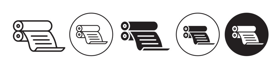 Printing press icon. News paper publication printer machine symbol. Vector set of print media publisher roller plant. Flat outline of photo copy prepress service. roll print device logo