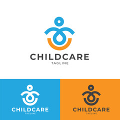 Minimalist and modern Childcare logo in attractive color scheme.