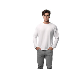 Fototapeta premium Handsome young man holding blank white placard isolated on transparent background