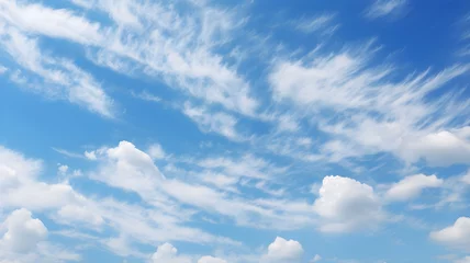 Deurstickers Blue sky with clouds, cirrus clouds, fair weather, sunny day, sky background, bright daylight, day, nature picture © Ncorp