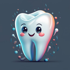 White tooth. Dental model of premolar tooth. 3d vector illustration. 3d rendering. 3d icon isolated