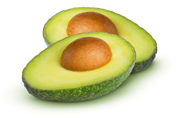 Avocado on an isolated white background. sliced