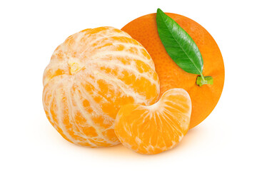 Tangerines on an isolated white background.