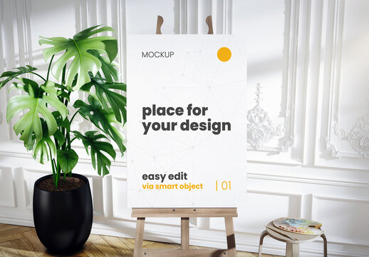 Atelier Painter with Plant Stand Mockup 01
