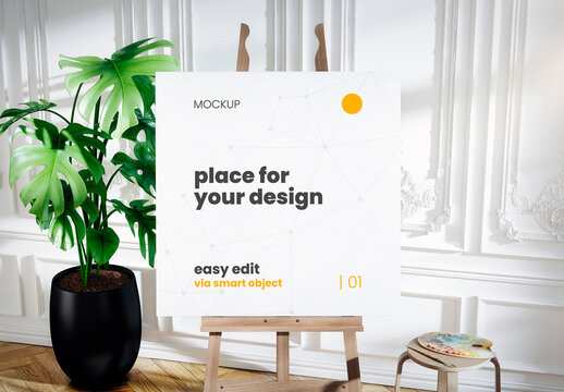 Atelier Painter with Plant Stand Mockup 02