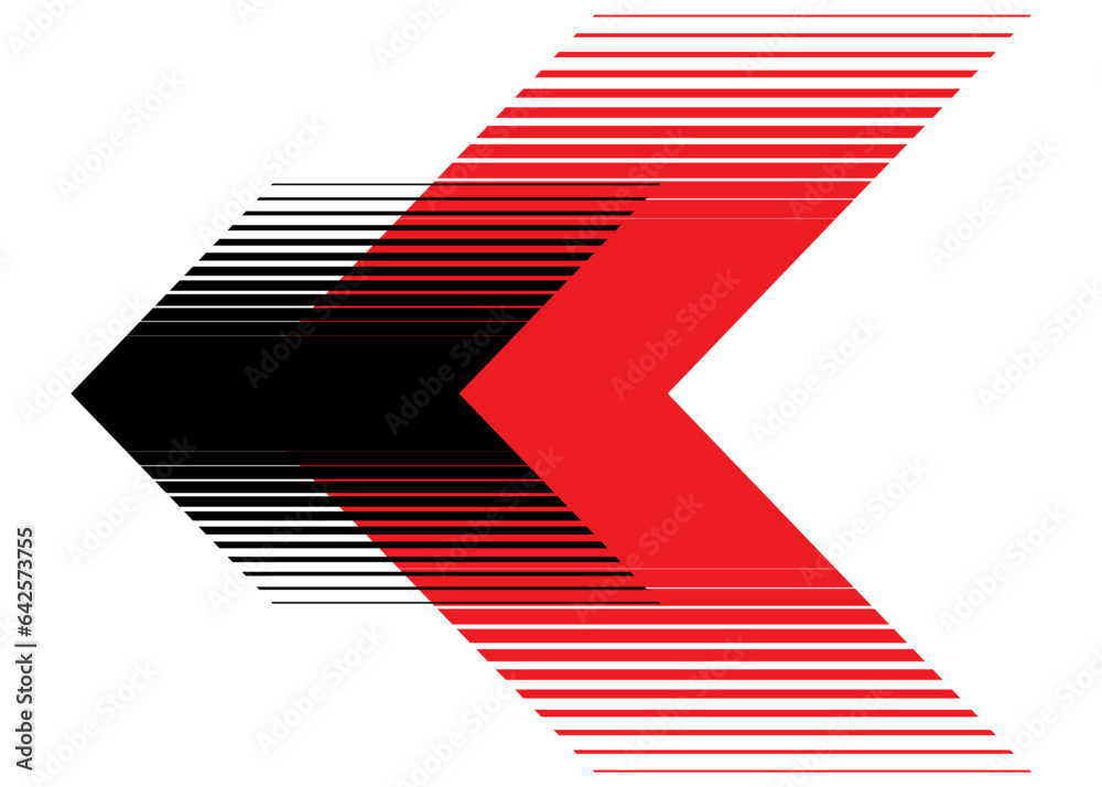 Wall mural striped red-black arrow. on a white background. vector pattern. modern design element. abstract vect
