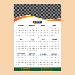 Calendar Planner 2024 Vector Template. 