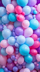 Fototapeta na wymiar abstract background wit round balloons, in style of purple, blue, pink and cyan, generative AI