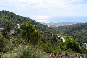 Fototapeta na wymiar Road to mount Calamorro, near Malaga in the Costa del Sol in Spain