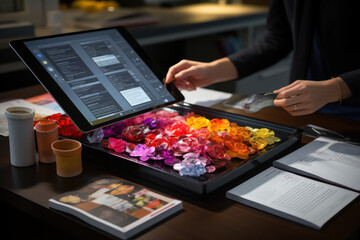 A student accesses digital textbooks and resources, reducing the environmental impact of traditional paper materials. Generative AI.