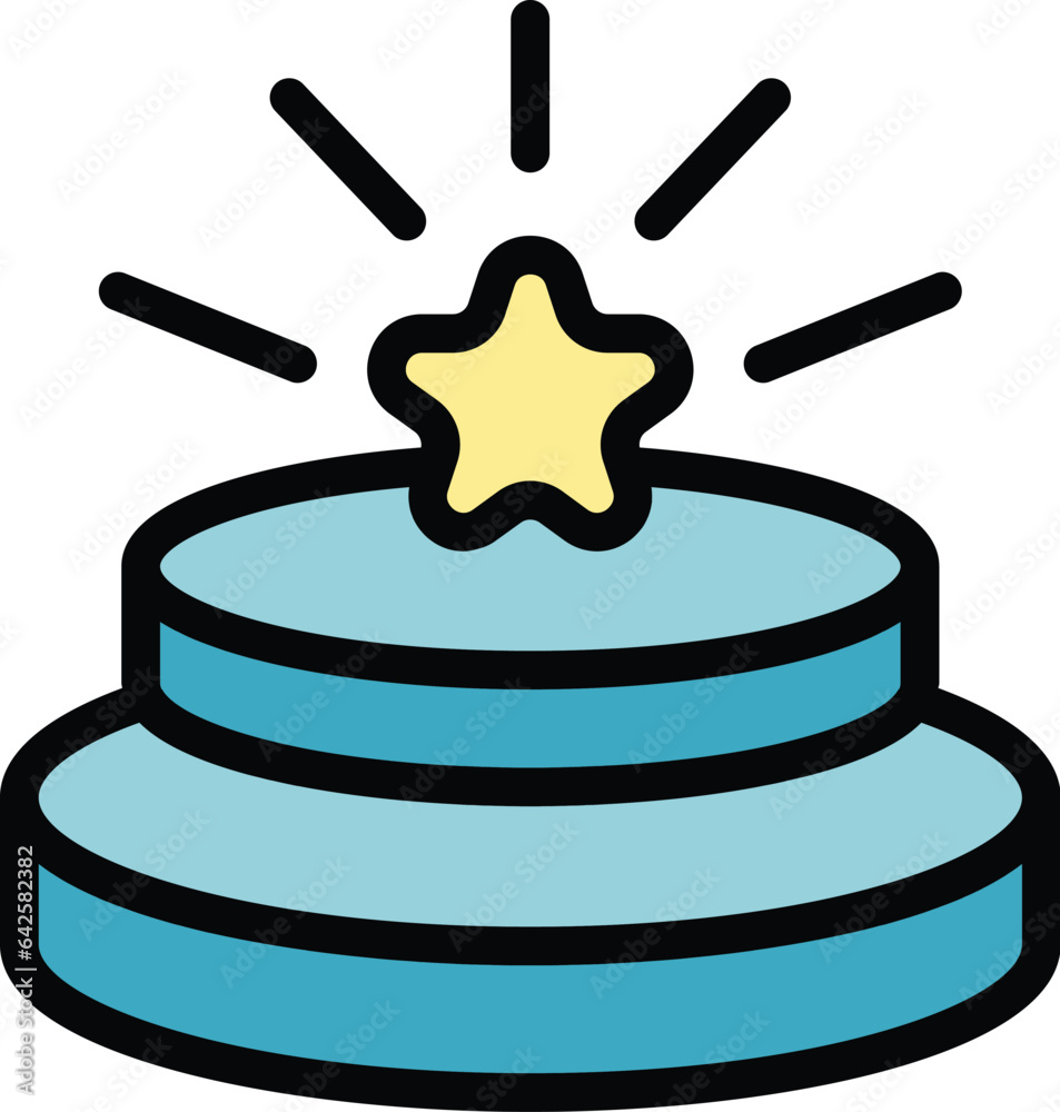 Poster cake icon outline vector. person happy. celebrate surprise color flat - Posters