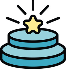 Cake icon outline vector. Person happy. Celebrate surprise color flat