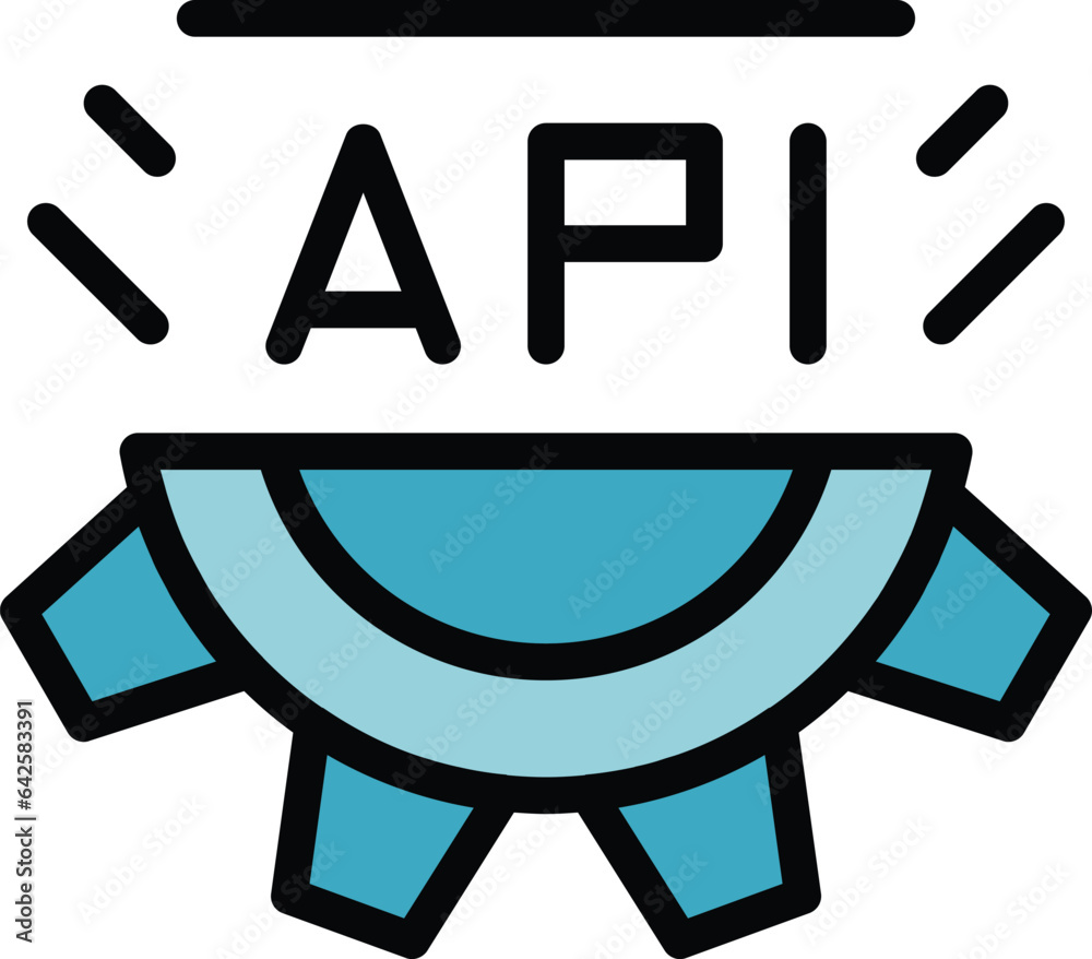 Poster api software icon outline vector. build process. monitor design color flat
