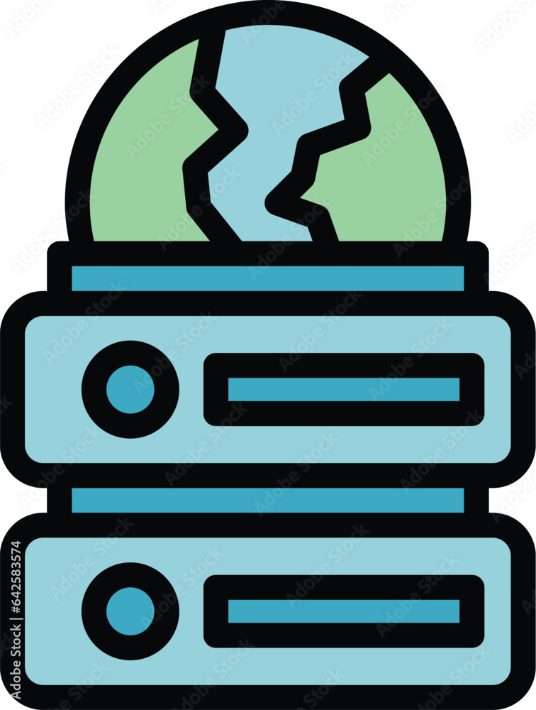 Poster global software icon outline vector. app code. data digital color flat