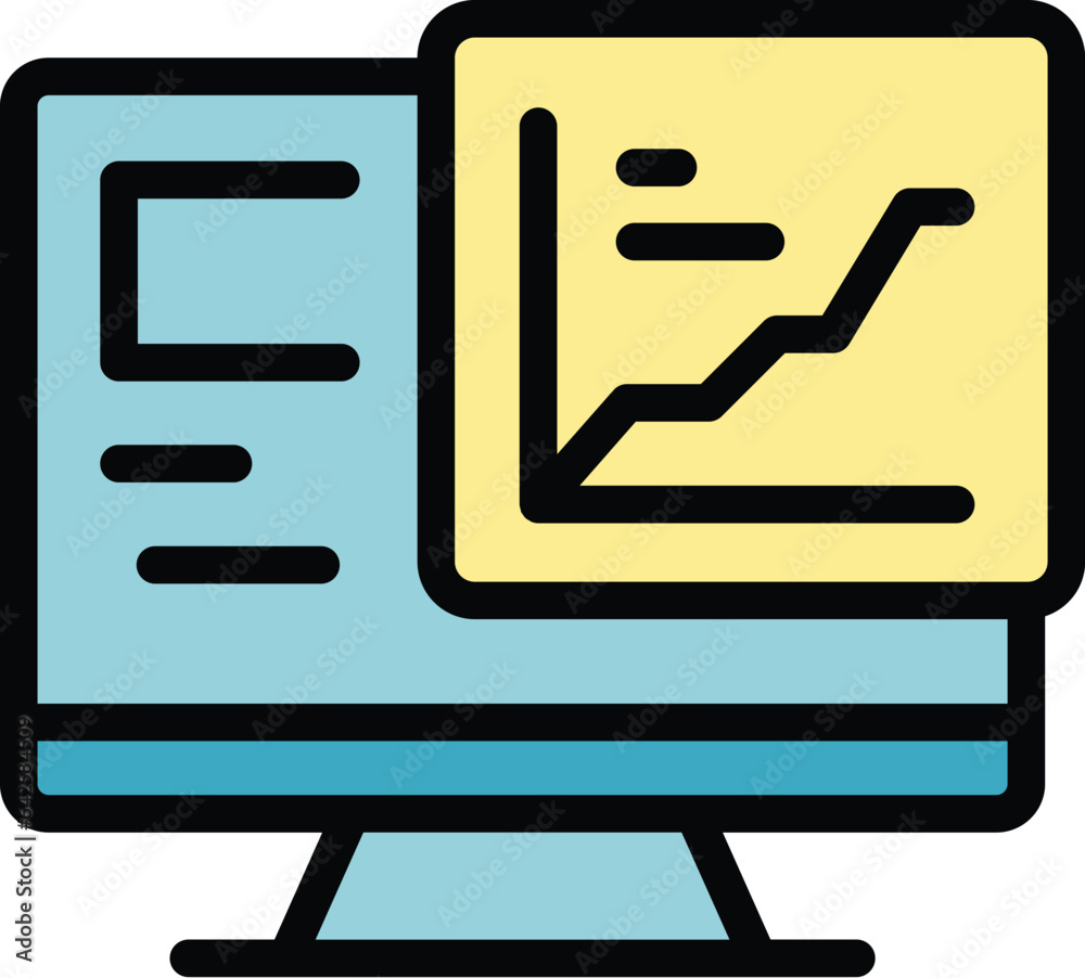 Poster software graph icon outline vector. monitor code. web work color flat