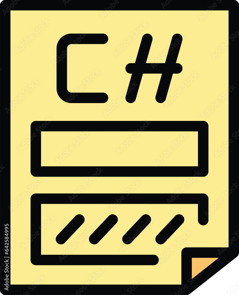 Poster c software icon outline vector. computer process. web work color flat