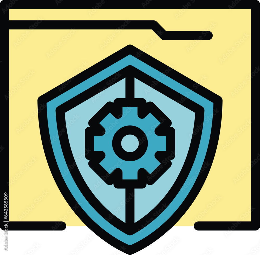 Wall mural secured software icon outline vector. business process. app code color flat
