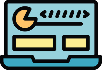 Mobile laptop icon outline vector. Feature work. Code monitor color flat