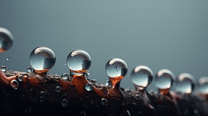 Abstract rain drops macro, magnified inner reflection, clean uncluttered minimalism with clear...