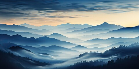 Fototapeta premium AI Generated. AI Generative. Mountain outdoor nature background landscape adventure trekking. Simple art