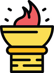 Ancient temple fire icon outline vector. Greek hall. City museum color flat