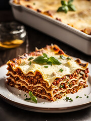 Lasagna is a classic Italian pasta dish that's beloved worldwide. It's known for its layers of pasta, rich tomato sauce, creamy béchamel or ricotta cheese, savory meat.
