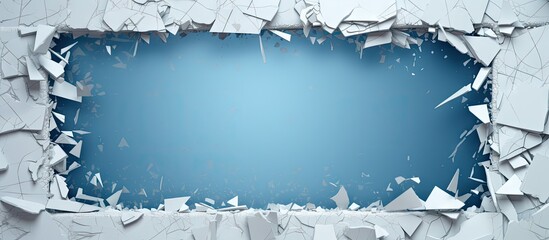 Abstract background with torn blue grey paper frame and notebook page fragments for text