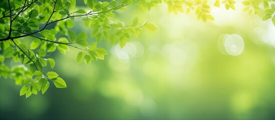 Abstract green bokeh image of a blurred tree for a summer background