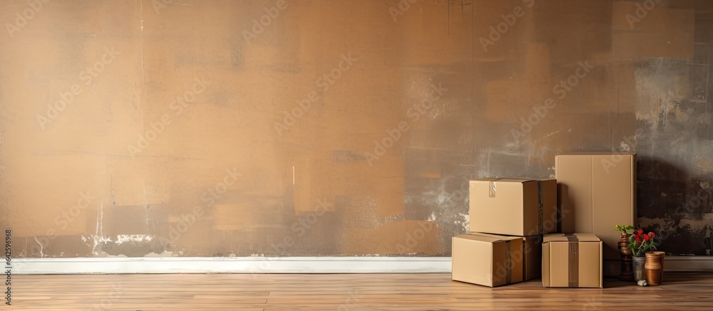 Leinwandbilder arranging boxes in vacant room with empty space