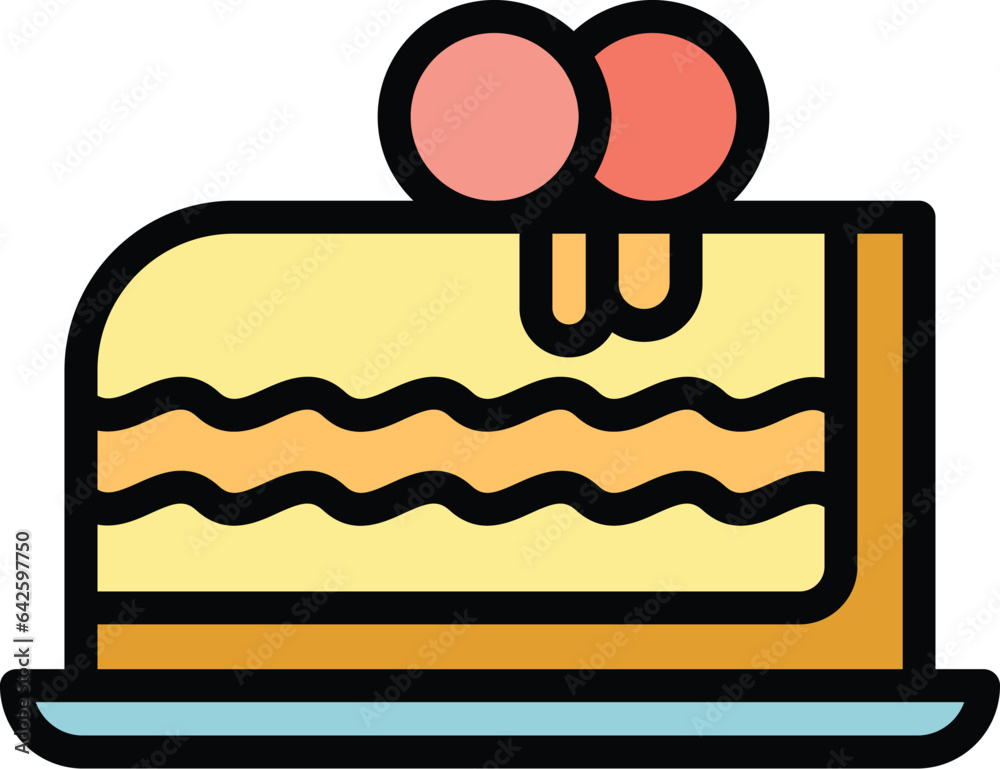 Wall mural Piece cake icon outline vector. Cafe food. Work bar color flat