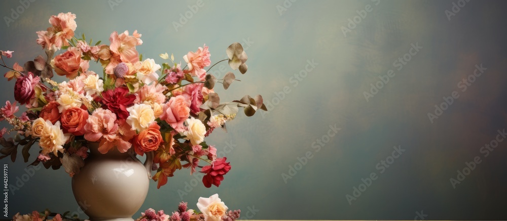 Aufkleber bouquet of flowers in a vase with empty area to write