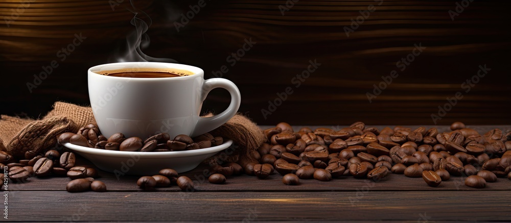 Poster coffee related items on table