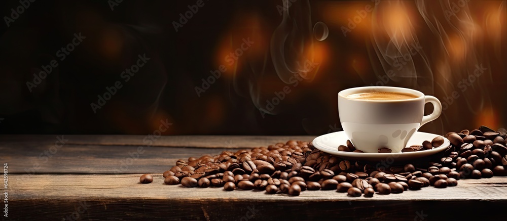 Poster coffee related items on table