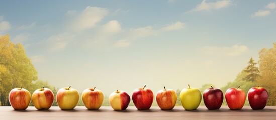 Composite image of apples on table with oak apple day text copy space Restoration day thanksgiving concept