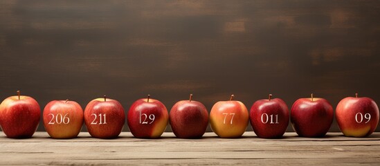 Composite image of apples on table with oak apple day text copy space Restoration day thanksgiving concept