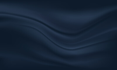Abstract background with blurred dark blue gradient. Vector wallpaper with leather texture. Template of satin or silk fabric, textile pattern. Backdrop with cloth material