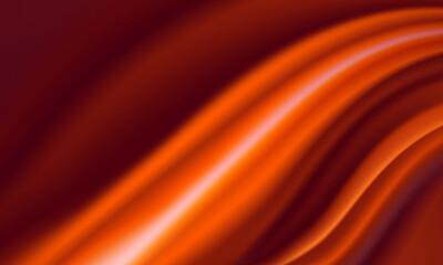 Design of bright red fiery wavy wallpaper for website pages. Futuristic fluid dark background with gradient defocused dynamic curves. Layout of widescreen abstract flame banner with copy space