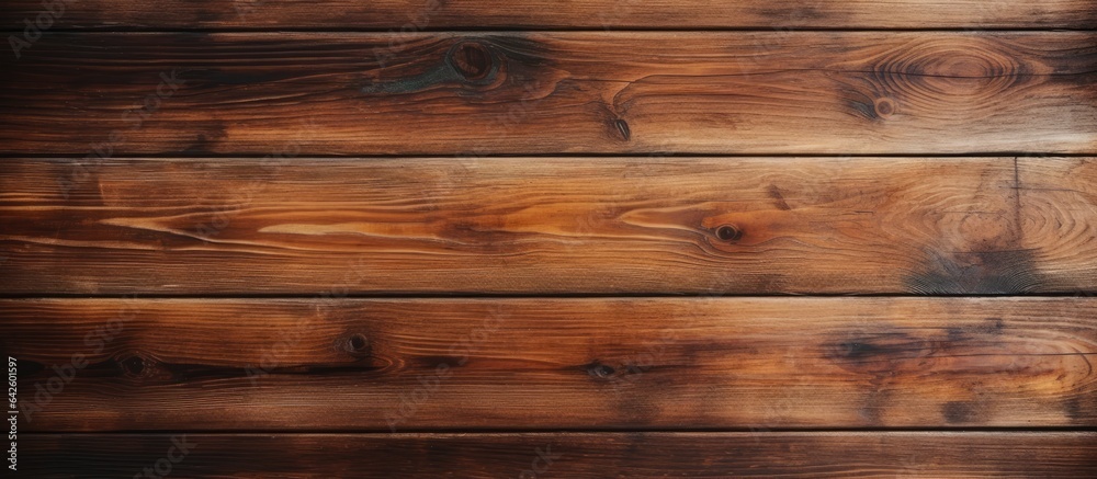 Poster Macro closeup of vintage rustic wooden table with grain texture offering empty template and copy space for abstract background or design