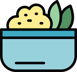 Hot meal icon outline vector. Restaurant food. Table lunch color flat