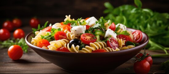 Mozzarella and vegetable pasta salad homemade