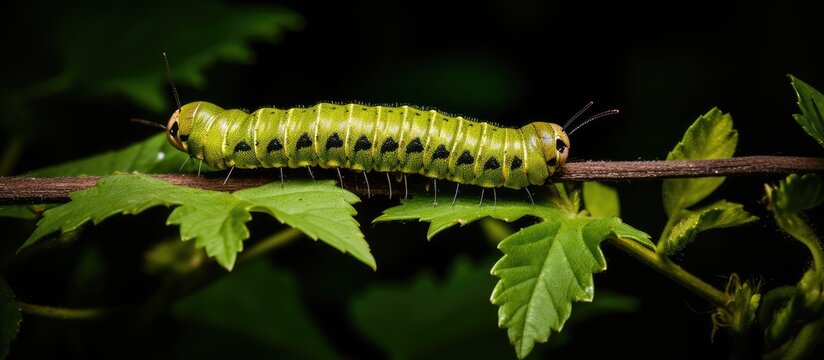 Moth caterpillar in yellow On a leaf