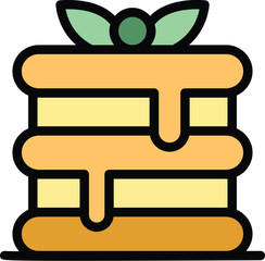 Cream cake icon outline vector. Coffee food. Room bar color flat