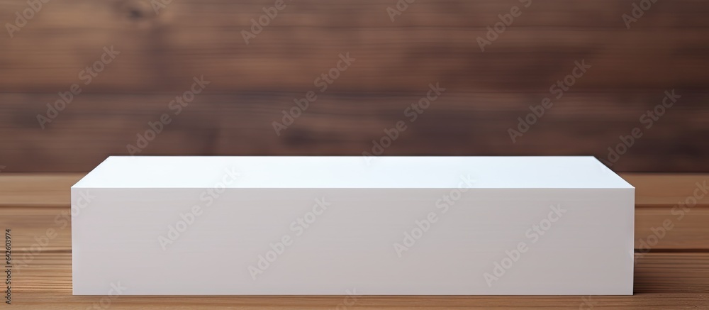 Poster stacking an empty white business card on a wooden background ideal for designing business branding