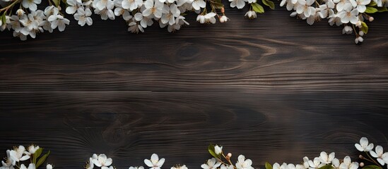 Springtime cherry blossoms on a wooden backdrop