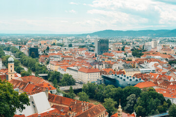 Fototapeta na wymiar Aerial view of city of Graz, Austria