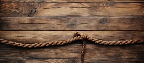 Obraz premium Wood background texture with ship ropes as borders