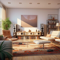 modern living room sound system TV