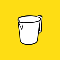 plastic mug jug volume liter. Hand Drawn. - Vector