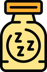 Sleeping pills icon outline vector. Night person. Time health color flat